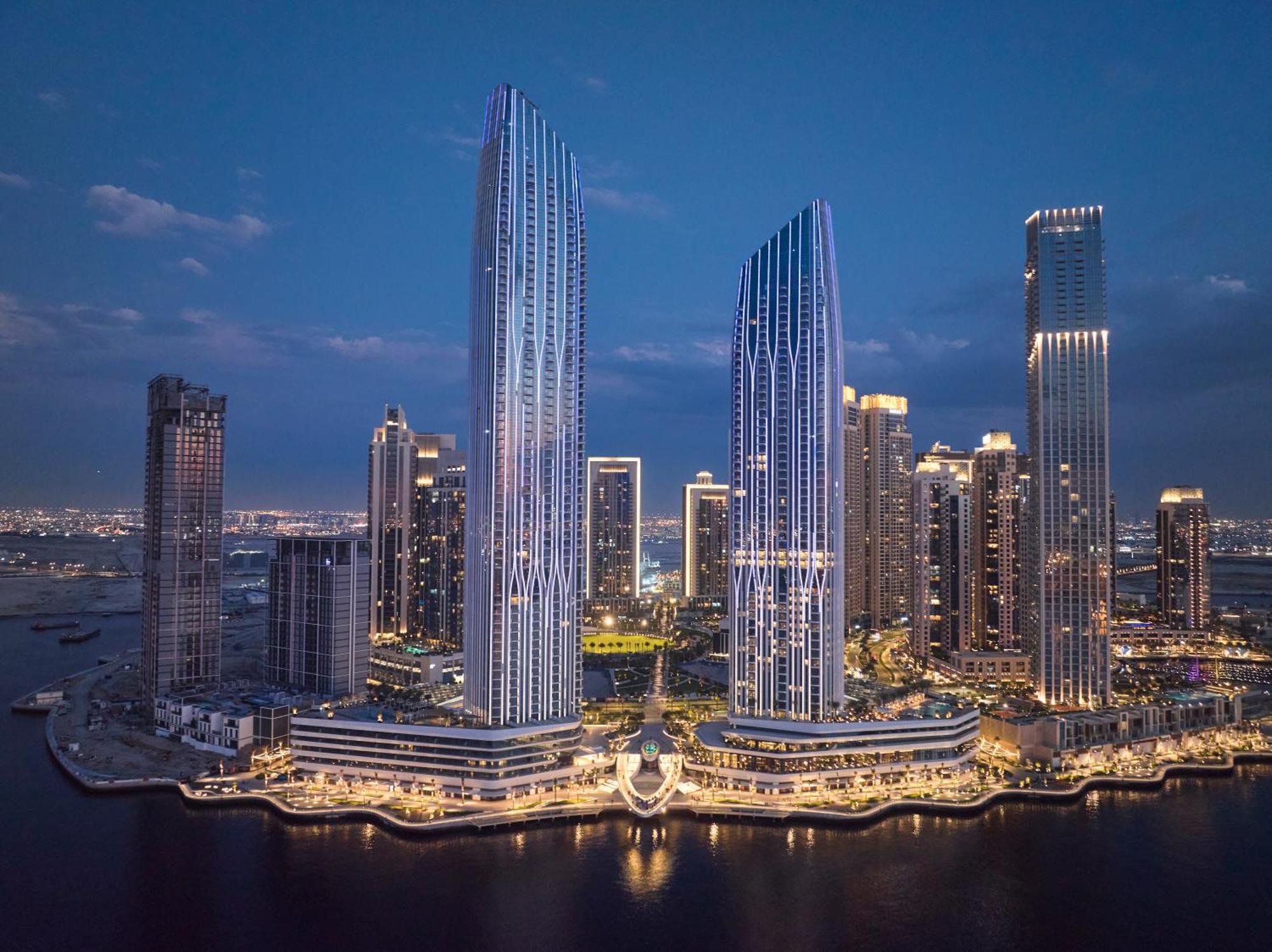 Address Creek Harbour Hotell Dubai Eksteriør bilde The complex at night